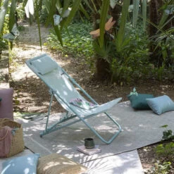 Chaise Longue LAFUMA Maxi Transat Plus - Bleu -Équipement Outdoor Lafuma lfm2926 9258 chaise longue lafuma maxi transat plus bleu ambiance