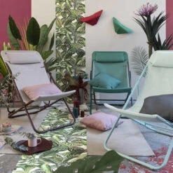 Chaise Longue LAFUMA Maxi Transat Plus - Bleu -Équipement Outdoor Lafuma lfm2926 9258 chaise longue lafuma maxi transat plus bleu ambiance 3